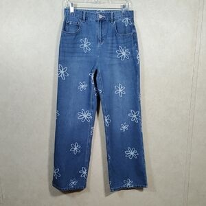 03567 Justice girl's plus size daisy print wide leg jeans 18